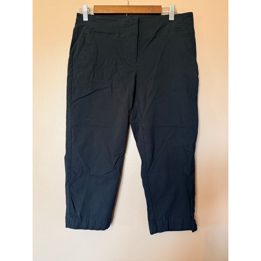 IZOD Golf Women 8 Black Capri Pants Cropped Stretch Rayon Mid Rise Trousers